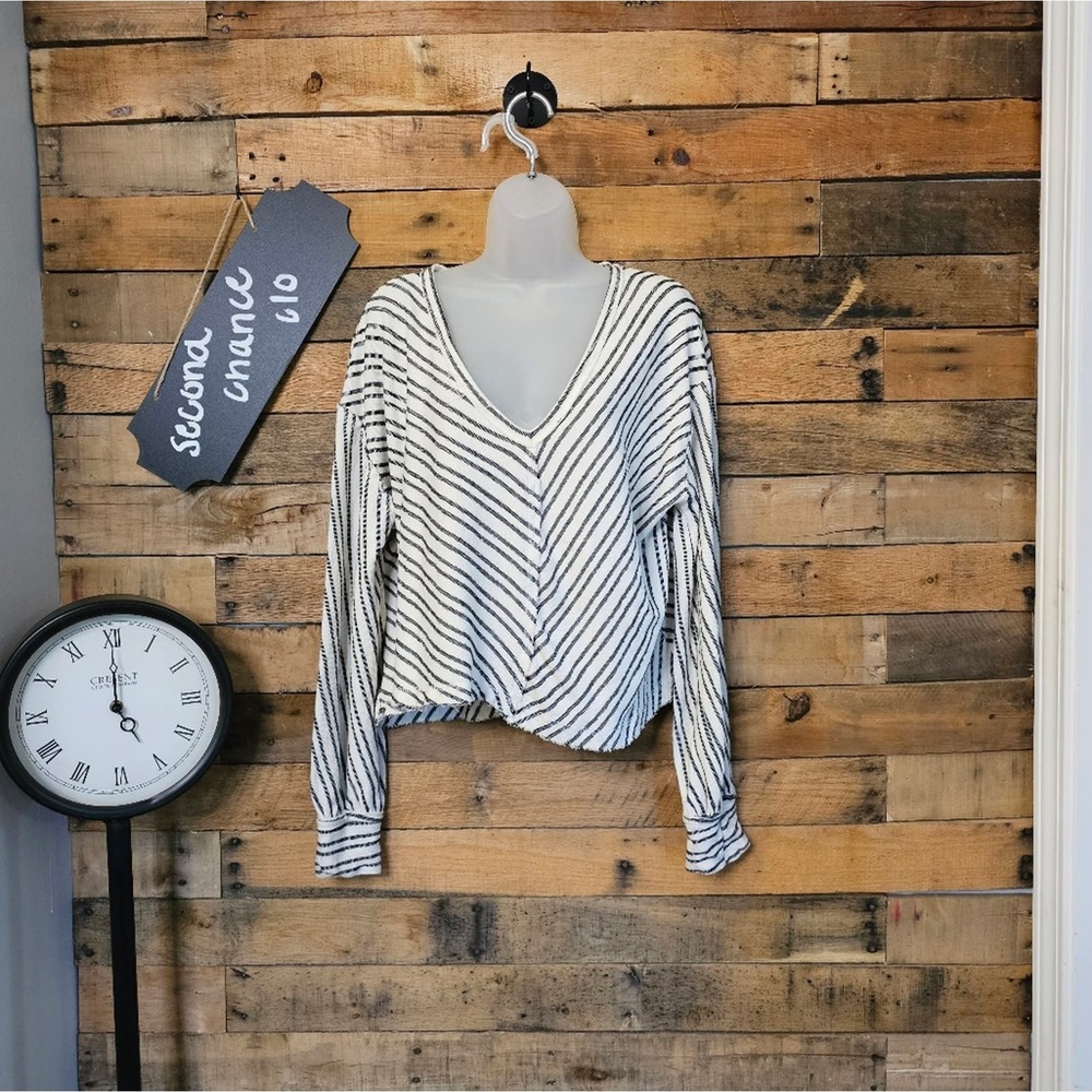 SALE-By together women's blackbans white stripped oversized top size M